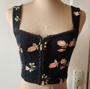 Kimchi Blue Roses Crop Hook and Eye Corset Tank